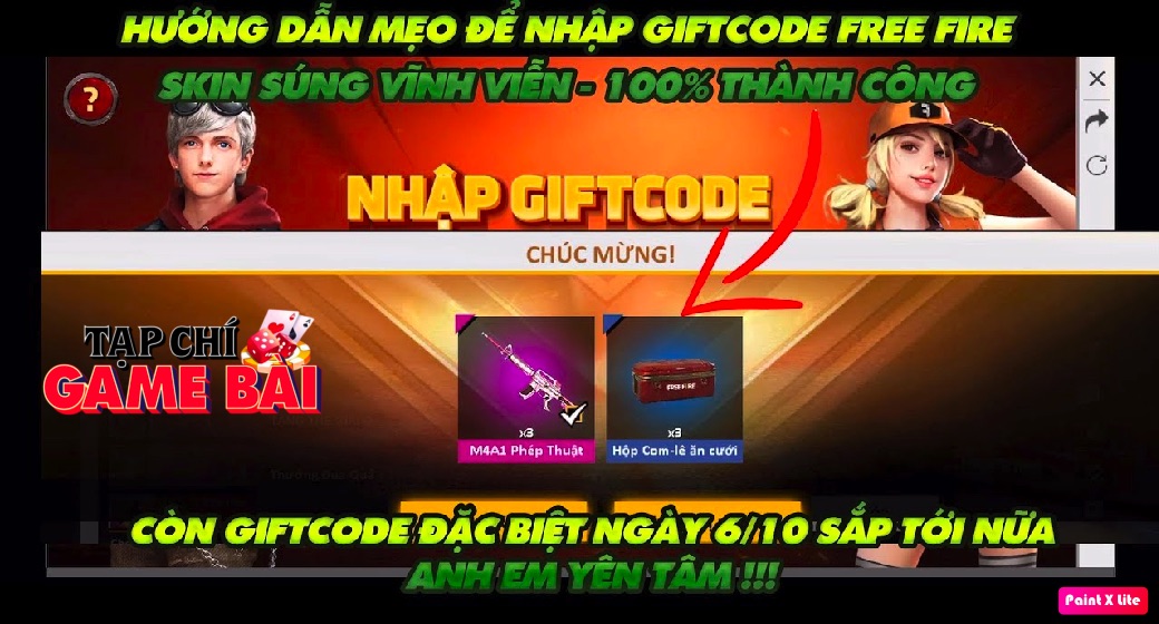 Sử dụng giftcode free fire